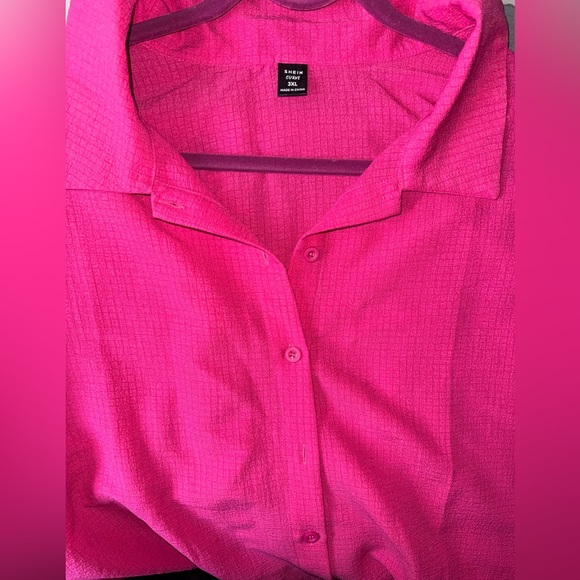 Shein Curve Oversized textured long sleeve button down blouse Sz 3x - Picture 4 of 7